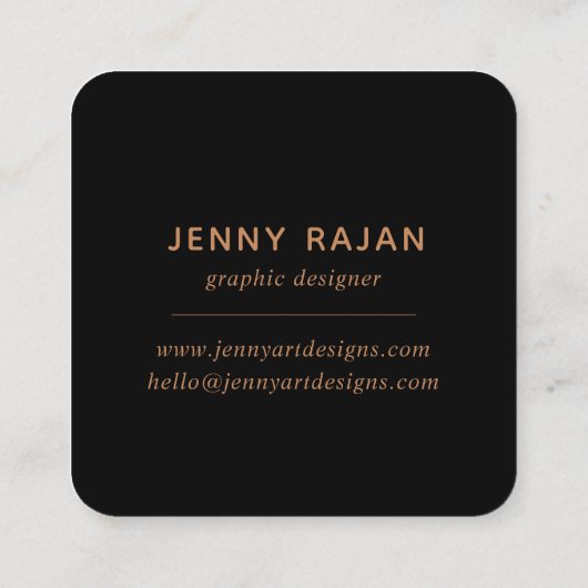 黒モダン金ゴールドフローララインアートグラフィックデザイン スクエア名刺 (裏面)