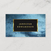 黒モダン金ゴールドブルーアイスQRコードプロフェッショナル 名刺 (正面)