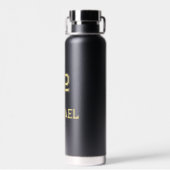 黒モダン金ゴールドプレイヤー名ジャージー番号スポーツ ウォーターボトル (背面)