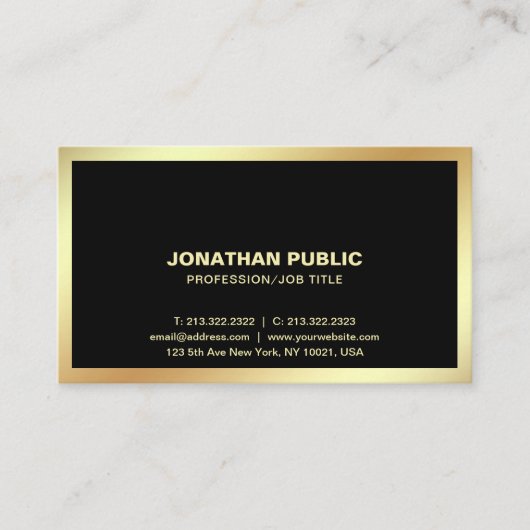 黒モダン金ゴールドプロフェッショナルプスタイリッシュラン 名刺 (正面)