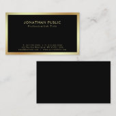 黒モダン金ゴールドプロフェッショナルプスタイリッシュラン 名刺 (正面/裏面)