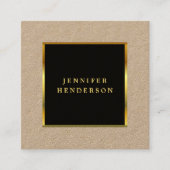 黒モダン金ゴールドプロフェッショナルラスチッククラフト スクエア名刺 (正面)