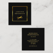 黒モダン金ゴールドプロフェッショナル美容師 スクエア名刺 (正面/裏面)