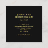 黒モダン金ゴールドプロフェッショナル美容師 スクエア名刺 (裏面)