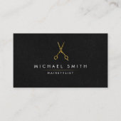 黒モダン金ゴールドヘアスタイリストアポイントメントカード 名刺 (正面)