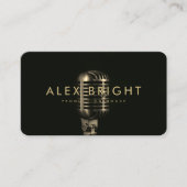 黒モダン金ゴールドマイクを記録したミュージシャン歌手 名刺 (正面)