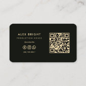 黒モダン金ゴールドマイクを記録したミュージシャン歌手 名刺 (裏面)