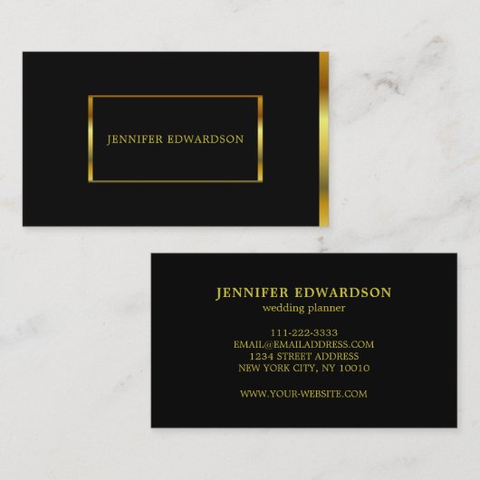 黒モダン金ゴールドミニマルプロフェッショナル 名刺 (正面/裏面)