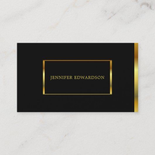 黒モダン金ゴールドミニマルプロフェッショナル 名刺 (正面)
