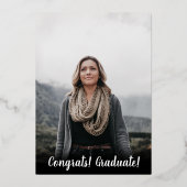 黒モダン金ゴールドミニマル写真卒業 箔招待状 (裏面)