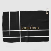 黒モダン金ゴールドミニマル名前をカスタムする ゴルフタオル (横)