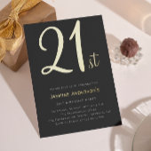 黒モダン金ゴールドミニマル21歳の誕生日 箔招待状