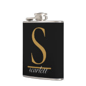 黒モダン金ゴールドモノグスタイリッシュラムガーリースクリプト フラスク (左)