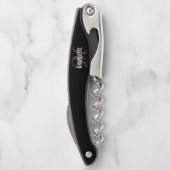 黒モダン金ゴールドモノグラムのの名前のウェイター ソムリエナイフ (裏面)