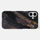 黒モダン金ゴールドモノグラムのケース – Mate iPhone Case-Mate iPhoneケース (裏面 (横))