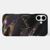 黒モダン金ゴールドモノグラムのケース – Mate iPhone Case-Mate iPhoneケース (裏面 (横))