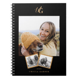 黒モダン金ゴールドモノグラムの ノートブック