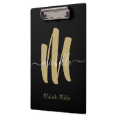 黒モダン金ゴールドモノグラムイニシャル事業名 クリップボード (左)