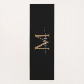 黒モダン金ゴールドモノグラムエレガントスクリフェミニンプト ヨガマット (裏面)