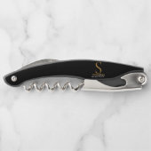 黒モダン金ゴールドモノグラムエレガントスクリプト名 ソムリエナイフ (裏面)