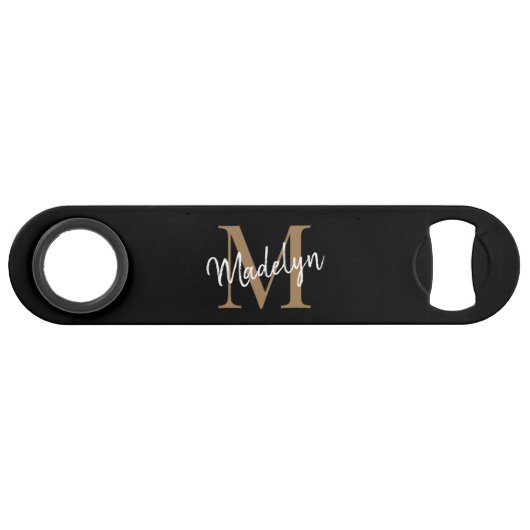 黒モダン金ゴールドモノグラムガーリースクリエレガントプト スピード栓抜き (正面(横))