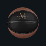 黒モダン金ゴールドモノグラムフェミニンスクリガーリープト ミニバスケットボール<br><div class="desc">黒エレガントモダン金ゴールドモノグラムフェミニンスクロガーリーケット</div>