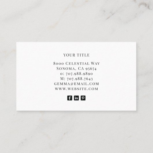 黒モダン金ゴールドモノグラムフェミニンスクリプト名 名刺 (裏面)