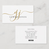 黒モダン金ゴールドモノグラムフェミニンスクリプト名 名刺 (正面/裏面)