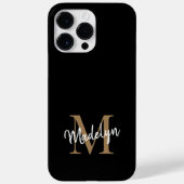 黒モダン金ゴールドモノグラムフェミニンスクリプト名 Case-Mate iPhoneケース (裏面)