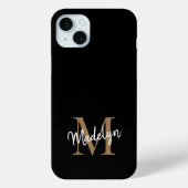 黒モダン金ゴールドモノグラムフェミニンスクリプト名 Case-Mate iPhoneケース (裏面)