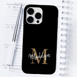 黒モダン金ゴールドモノグラムフェミニンスクリプト名 Case-Mate iPhone 14 PRO MAXケース<br><div class="desc">黒モダン金ゴールドモノグラムフェミニンスクリプト名iPhoneケース。あなたのモノグラムと名モダン前で簡単にエレガントこのiphoneケースカスタムをパーソナライズする。</div>