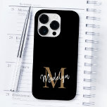 黒モダン金ゴールドモノグラムフェミニンスクリプト名 Case-Mate iPhone 14 PROケース<br><div class="desc">黒モダン金ゴールドモノグラムフェミニンスクリプト名iPhoneケース。あなたのモノグラムと名モダン前で簡単にエレガントこのiphoneケースカスタムをパーソナライズする。</div>