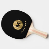 黒モダン金ゴールドモノグラム名 卓球ラケット (横)
