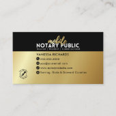 黒モダン金ゴールドモバイル公証人パブリックQRコード 名刺 (正面)