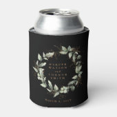 黒モダン金ゴールドユーカリリース結婚ズ 缶クーラー (缶正面)