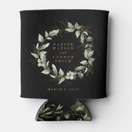 黒モダン金ゴールドユーカリリース結婚ズ 缶クーラー