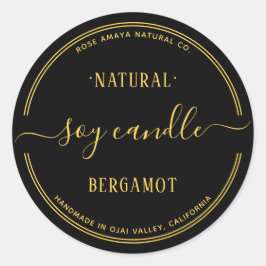 黒モダン金ゴールドロウソク美しいスパラベル ラウンドシール