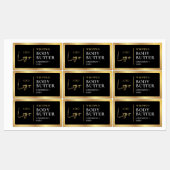 黒モダン金ゴールドロゴ体バタージャー防水 ラベル (シート)