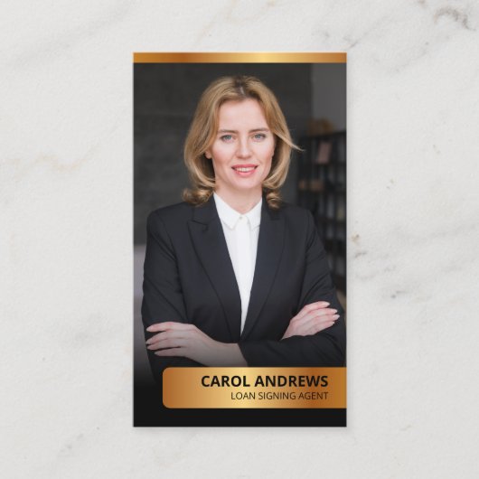 黒モダン金ゴールドローン契約代理公証人公証人 名刺 (正面)