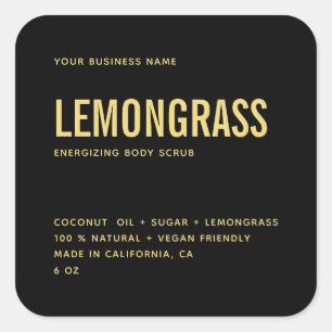 黒モダン金ゴールド体スクラブ製品ラベル スクエアシール