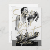 黒モダン金ゴールド写救真Script 案内ポストカード (正面/裏面)