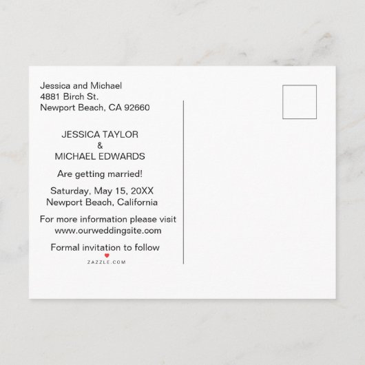 黒モダン金ゴールド写救真Script 案内ポストカード (裏面)