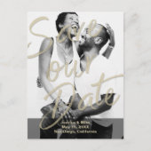 黒モダン金ゴールド写救真Script 案内ポストカード (正面)