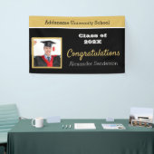 黒モダン金ゴールド写真卒業祝 横断幕 (トレードショー)