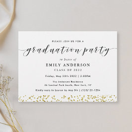 黒モダン金ゴールド卒業パーティー 招待状