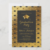 黒モダン金ゴールド卒業党 招待状 (正面)