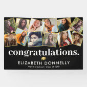 黒モダン金ゴールド卒業写真コラージュ 横断幕 (横)