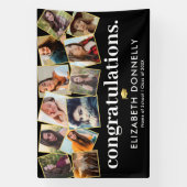 黒モダン金ゴールド卒業写真コラージュ 横断幕 (縦)