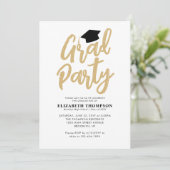 黒モダン金ゴールド卒業大学GRADパーティー 招待状 (スタンド正面)