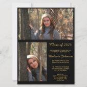 黒モダン金ゴールド卒業招待状 招待状 (裏面)